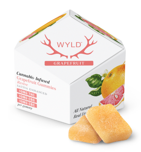 Wyld Cannabis Infused Gummies | 10mg THC 10mg CBG 10mg CBC | Grapefruit (Sativa)